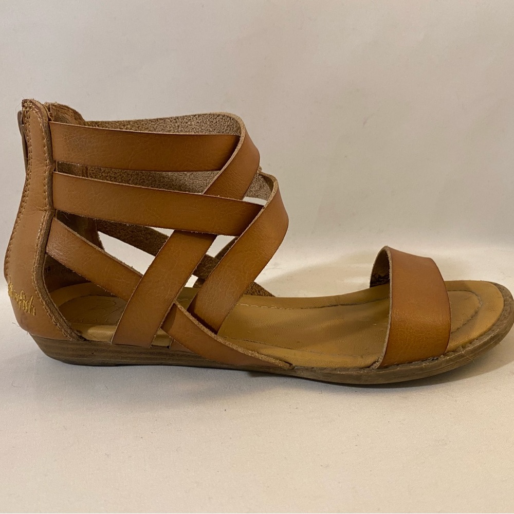 Blowfish Malibu Brown Leather Back Zip Sandles size 3.5